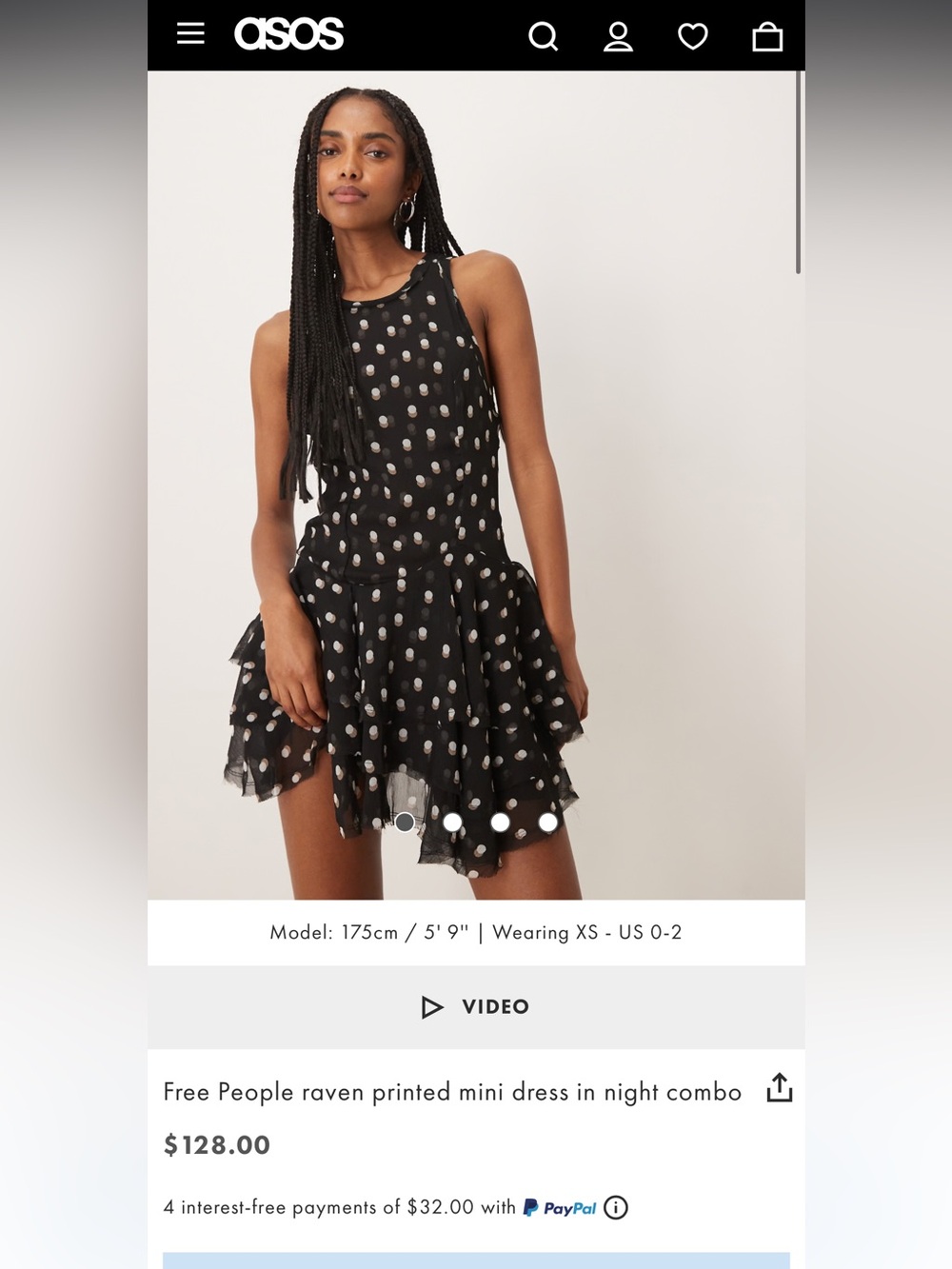 Free People raven printed mini dress in night combo